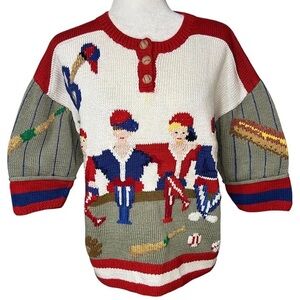 Unique, Collectible, Vintage baseball sweater hand knit